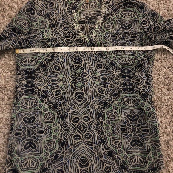 Democracy Paisley Print Tie Split Round Neck 3/4 Blouson Sleeve Top Size Small - Picture 6 of 7